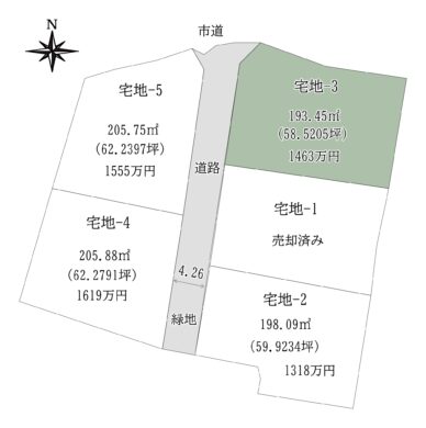 奈良市中山町3号地：土地 間取り図