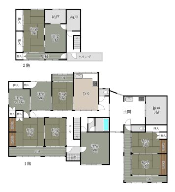 奈良市興ヶ原：中古戸建 間取り図