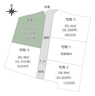 奈良市中山町5号地：土地 間取り図