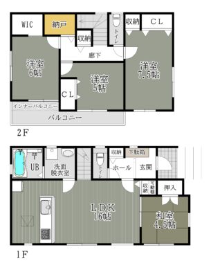 奈良市東九条21-1期-1号棟:新築戸建 間取り図