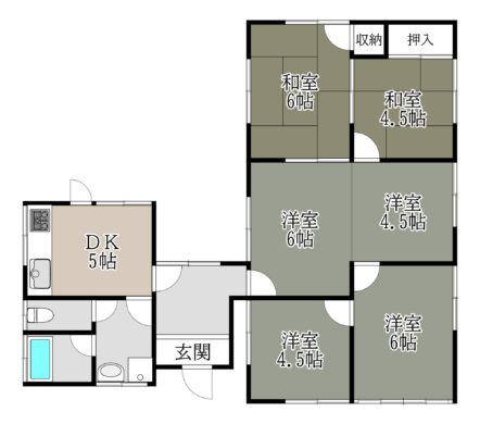 奈良市富雄泉ヶ丘：中古戸建て 間取り図