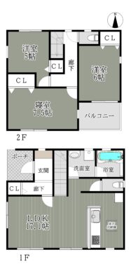 奈良市三条桧町第1-2号棟：新築戸建 間取り図
