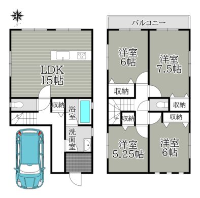 天理市石上町：中古戸建 間取り図