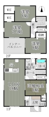 天理市前栽町第5-5～8号棟：新築戸建 間取り図