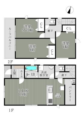 桜井市桜井21-1期1号棟：新築戸建 間取り図