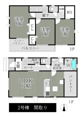 天理市二階堂上ノ庄町22-1期 2号棟：新築戸建 間取り図