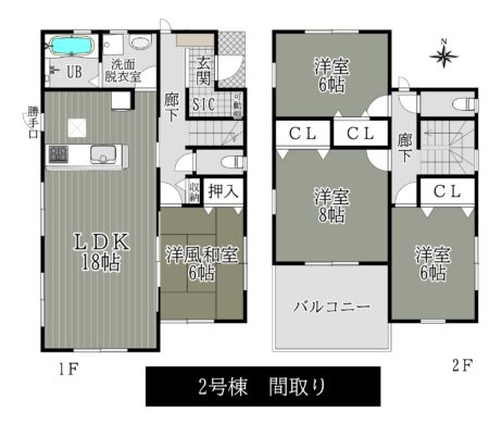 天理市富堂町4期2号棟：新築戸建 間取り図