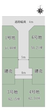 天理市富堂町1・3・4・6号地：土地 間取り図