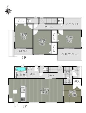 奈良市第1西大寺高塚町1号棟：新築戸建 間取り図