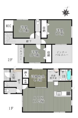 奈良市法蓮町17期2号棟：新築戸建 間取り図