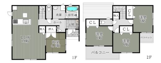 奈良市第1西大寺高塚町2号棟：新築戸建 間取り図