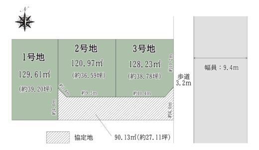 天理市川原城町1期1・2・3号地：土地 間取り図