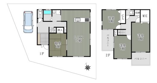 奈良市古市町：中古戸建 間取り図