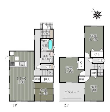 奈良市第12法蓮町1号棟：新築戸建 間取り図
