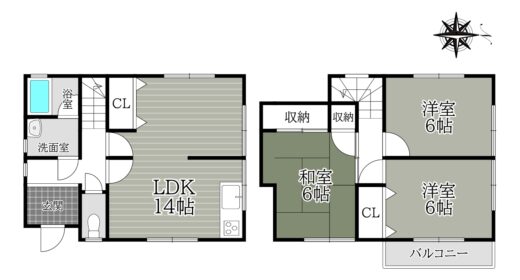 天理市前栽町：中古戸建 間取り図