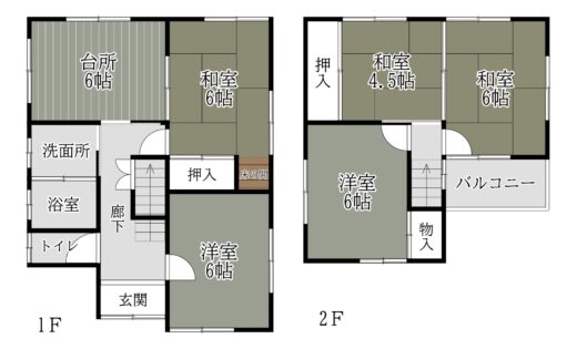 奈良市法蓮町：中古戸建 間取り図