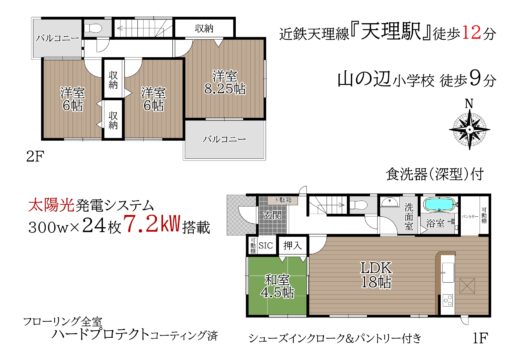 天理市田部町：中古戸建 間取り図