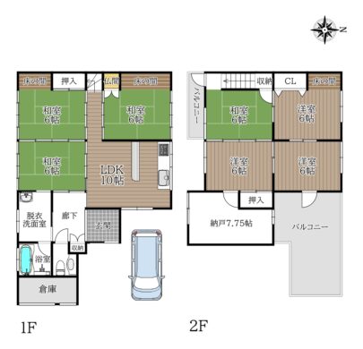 天理市新泉町：中古戸建 間取り図