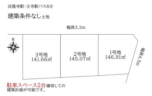 斑鳩町龍田北：土地 間取り図