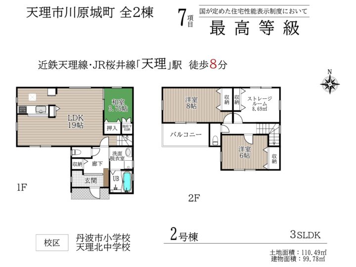 天理市川原城町3期1・2号棟：新築戸建