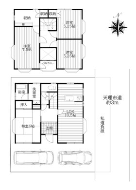 天理市富堂町：中古戸建（弊社媒介物件） 間取り図