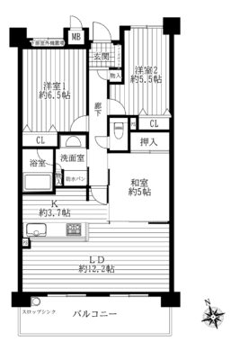 ローレルコート天理二階堂ラフィーナ3階：中古マンション 間取り図