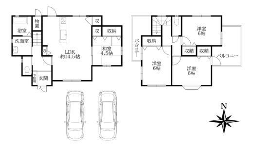 天理市南六条町：中古戸建て 間取り図