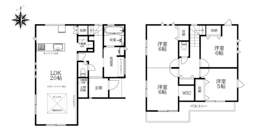 天理市前栽町：新築戸建て 間取り図
