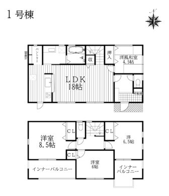天理市檜垣町１号棟：新築戸建て 間取り図