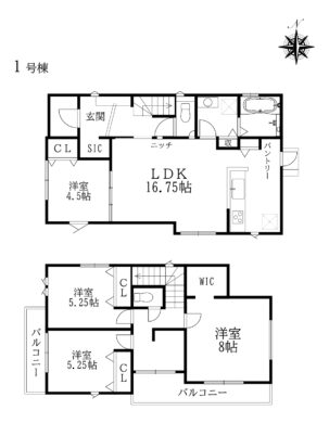 天理市富堂町1号棟：新築戸建 間取り図