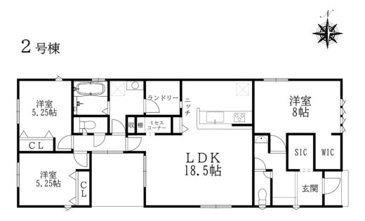 天理市富堂町2号棟:新築戸建 間取り図