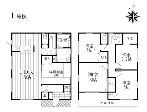 天理市長柄町２期：１号棟 新築戸建て 間取り図