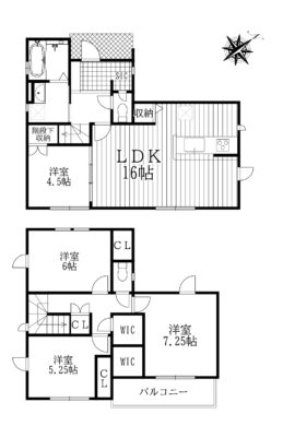 天理市前栽町：新築戸建て 間取り図