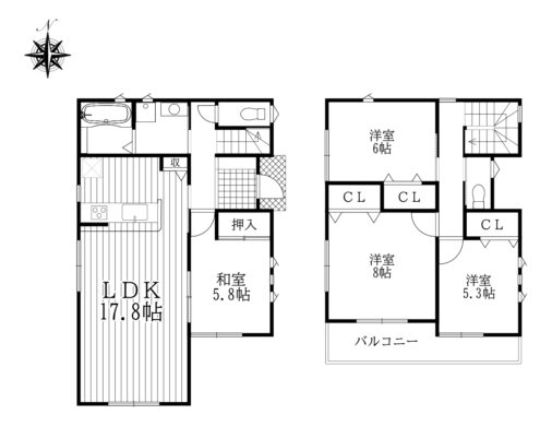 天理市指柳町第３：新築戸建て 間取り図