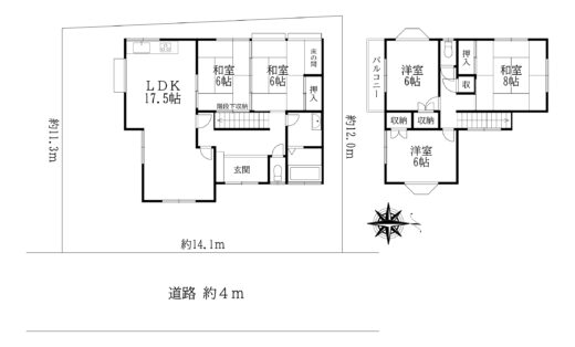 天理市三昧田町:中古戸建(弊社媒介物件) 間取り図